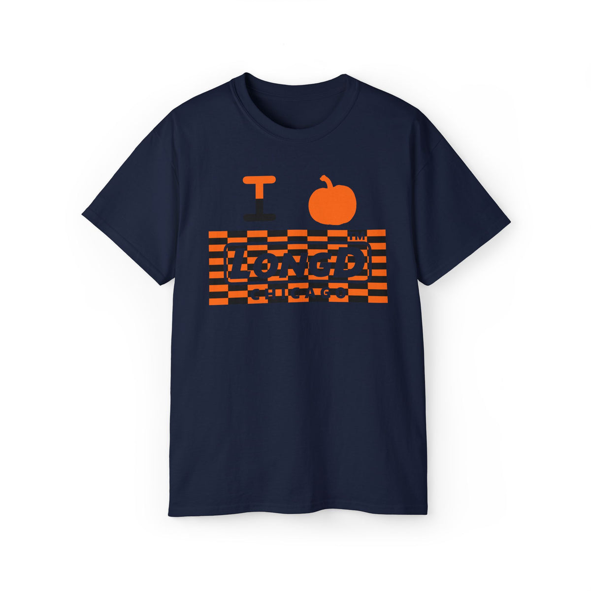 I pumpkin LongD Chicago negative tiled logo cotton tee
