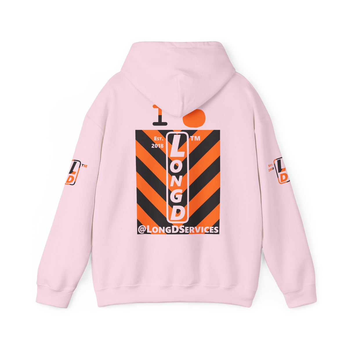 I pumpkin LongD Tag negative upright downward chevron 4-print logo hoodie