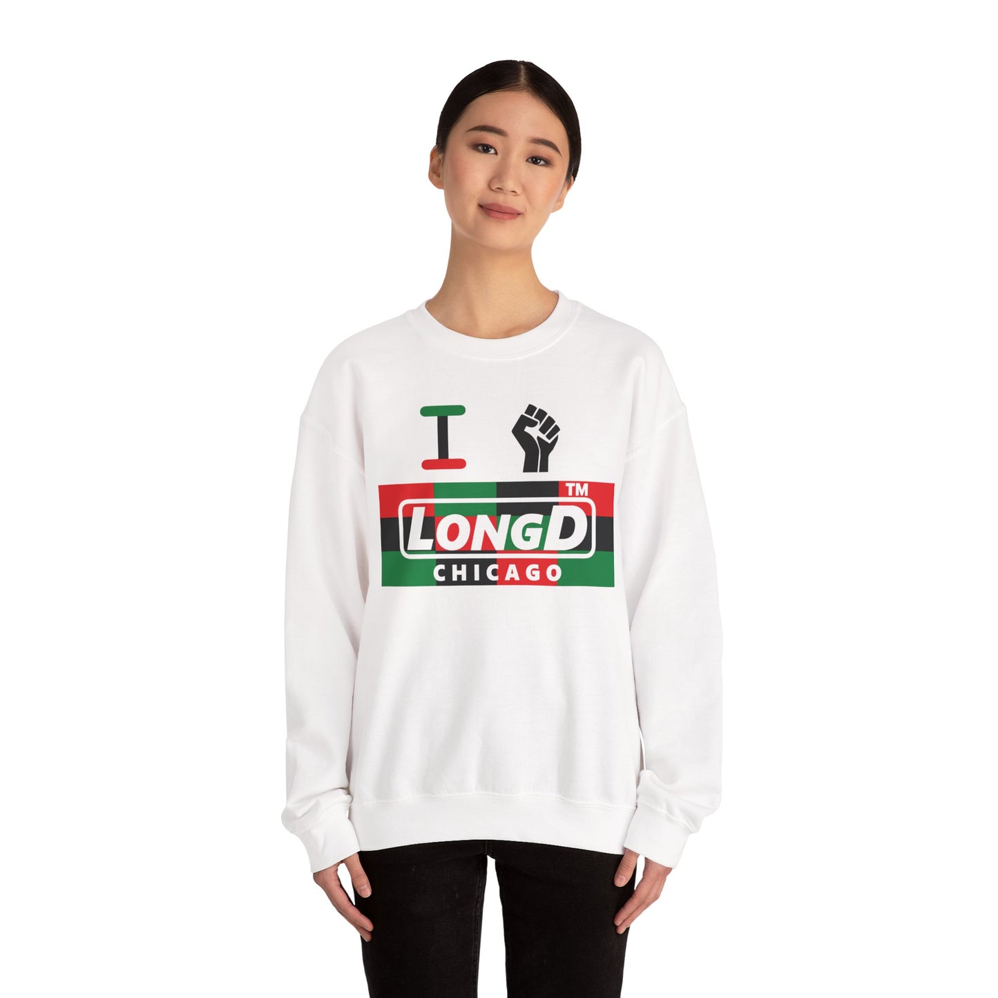 I fist LongD negative 3x4 Chicago logo crewneck sweatshirt