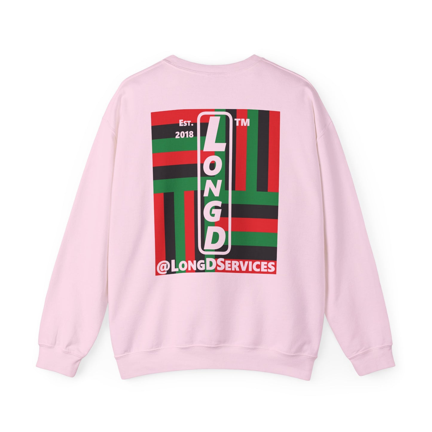 I Fist LongD negative windmill tag upright front-back logo crewneck sweatshirt