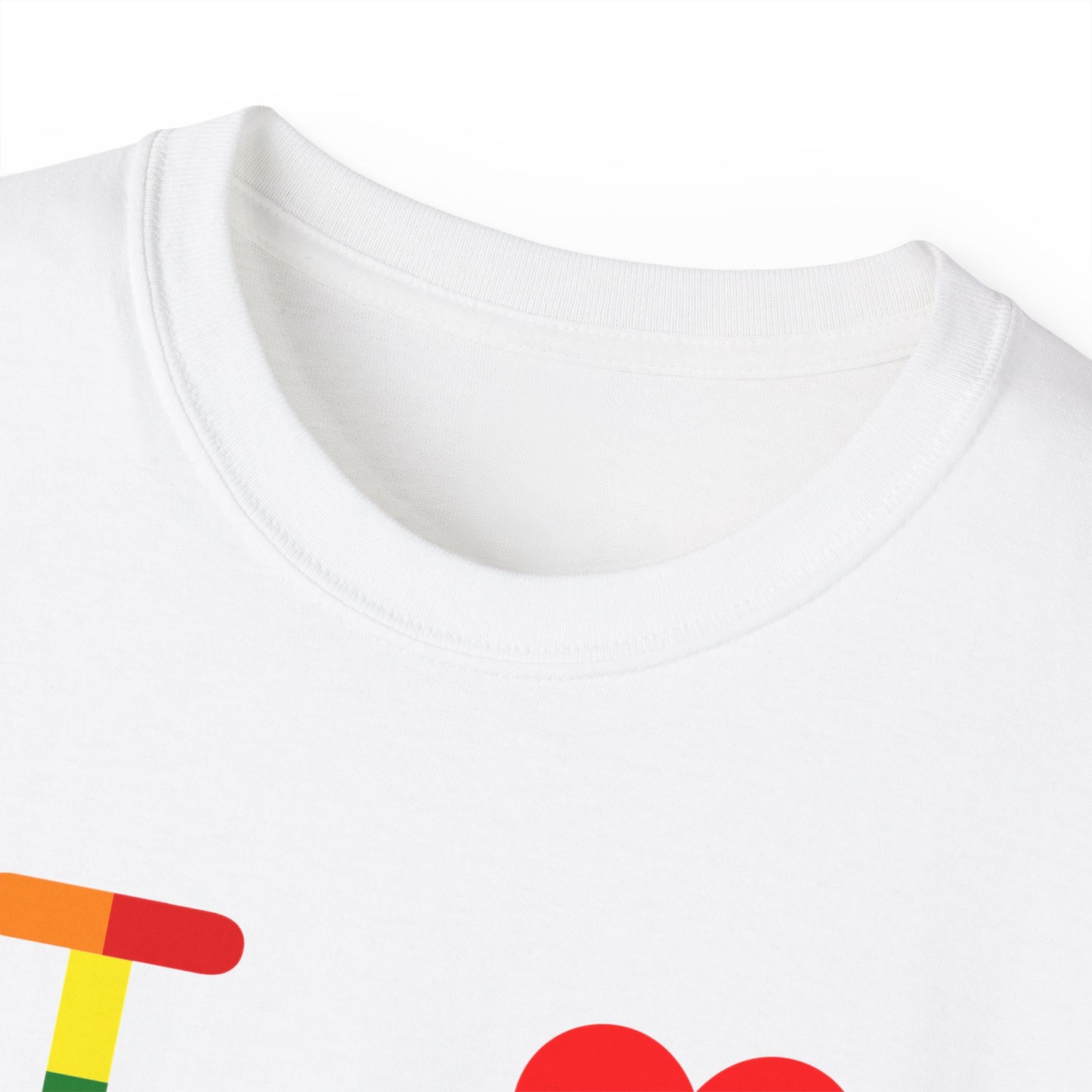 I Luv LongD positive horizontal striped Chicago logo cotton tee (Pride colors)