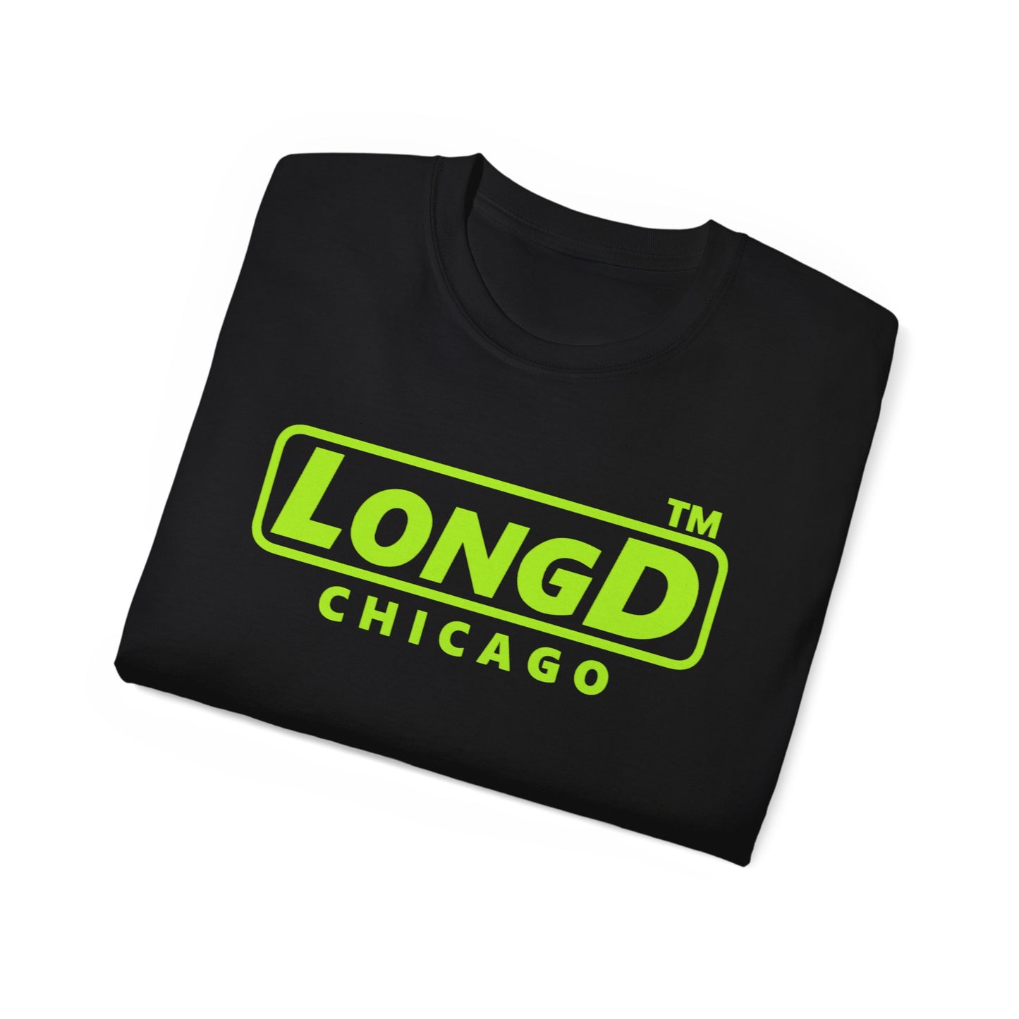 LongD® positive lime green Chicago Logo Cotton Tee