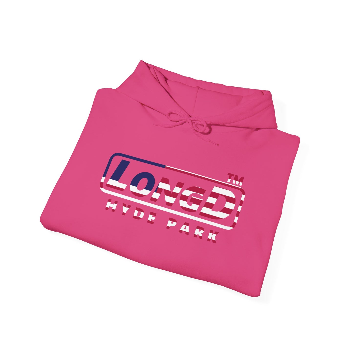 LongD® positive flag Hyde Park logo hoodie (patriotic colors)