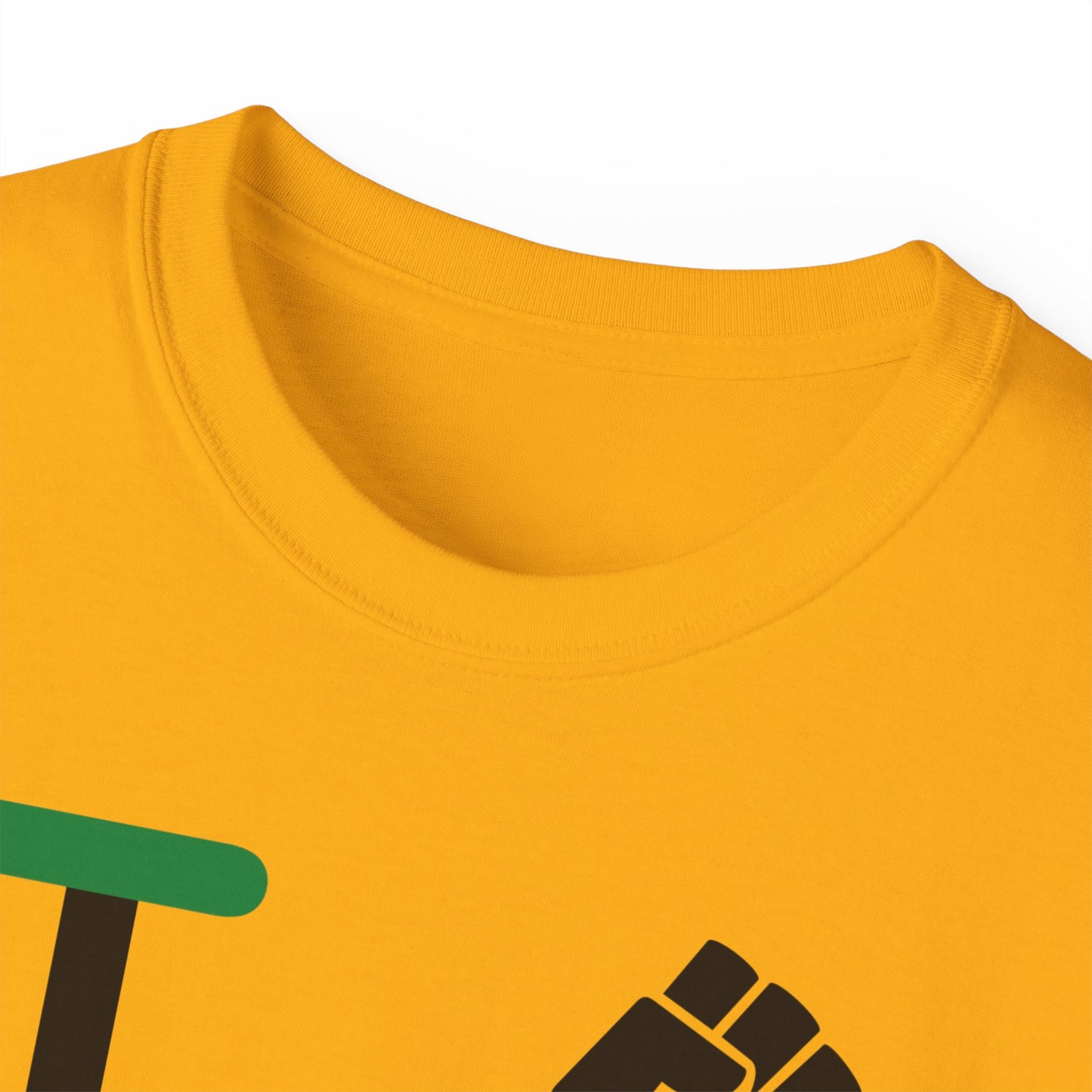 I fist LongD Cotton Tee negative horizontal striped Hyde Park upright logo (Juneteenth colors)