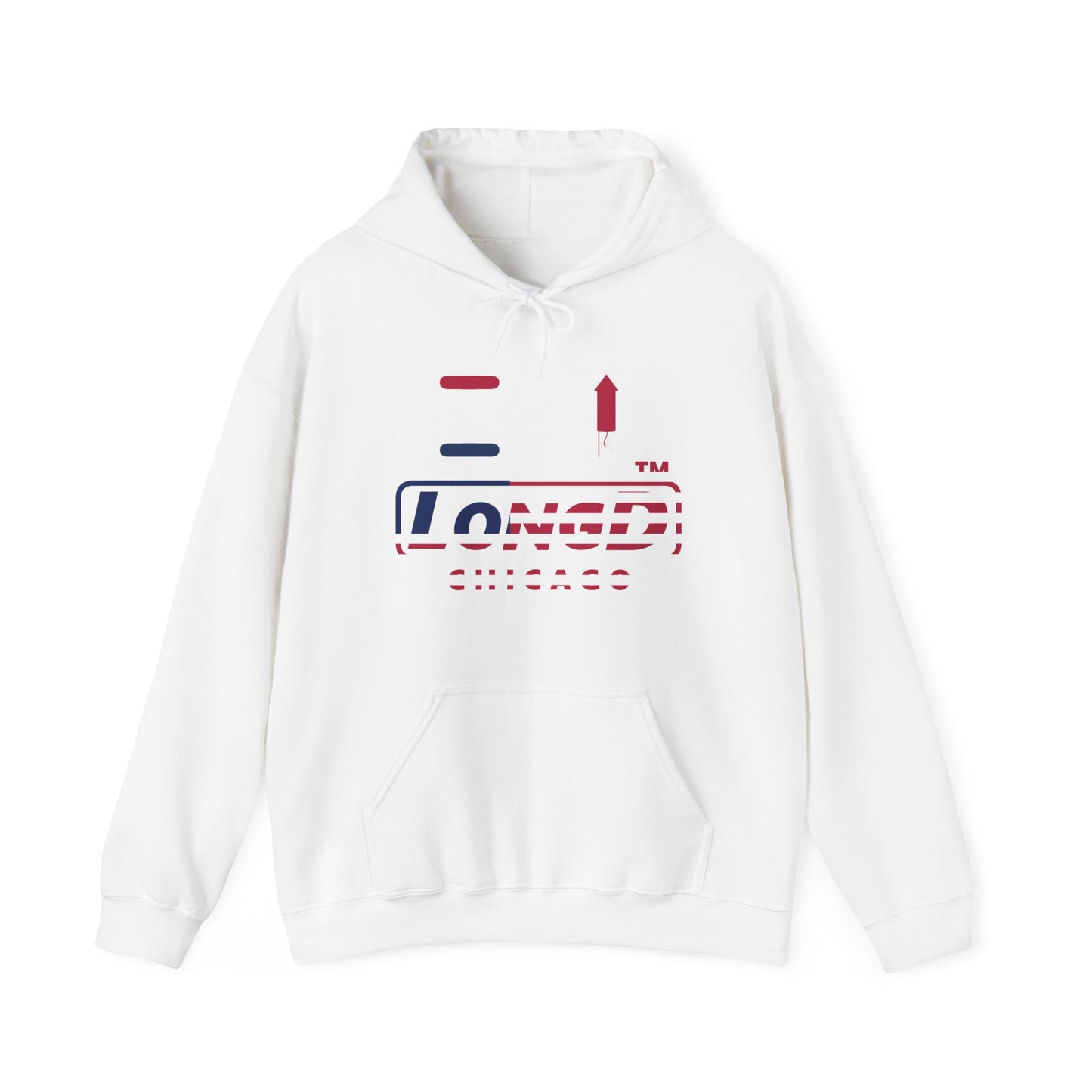 I firecracker LongD® positive flag Chicago logo hoodie