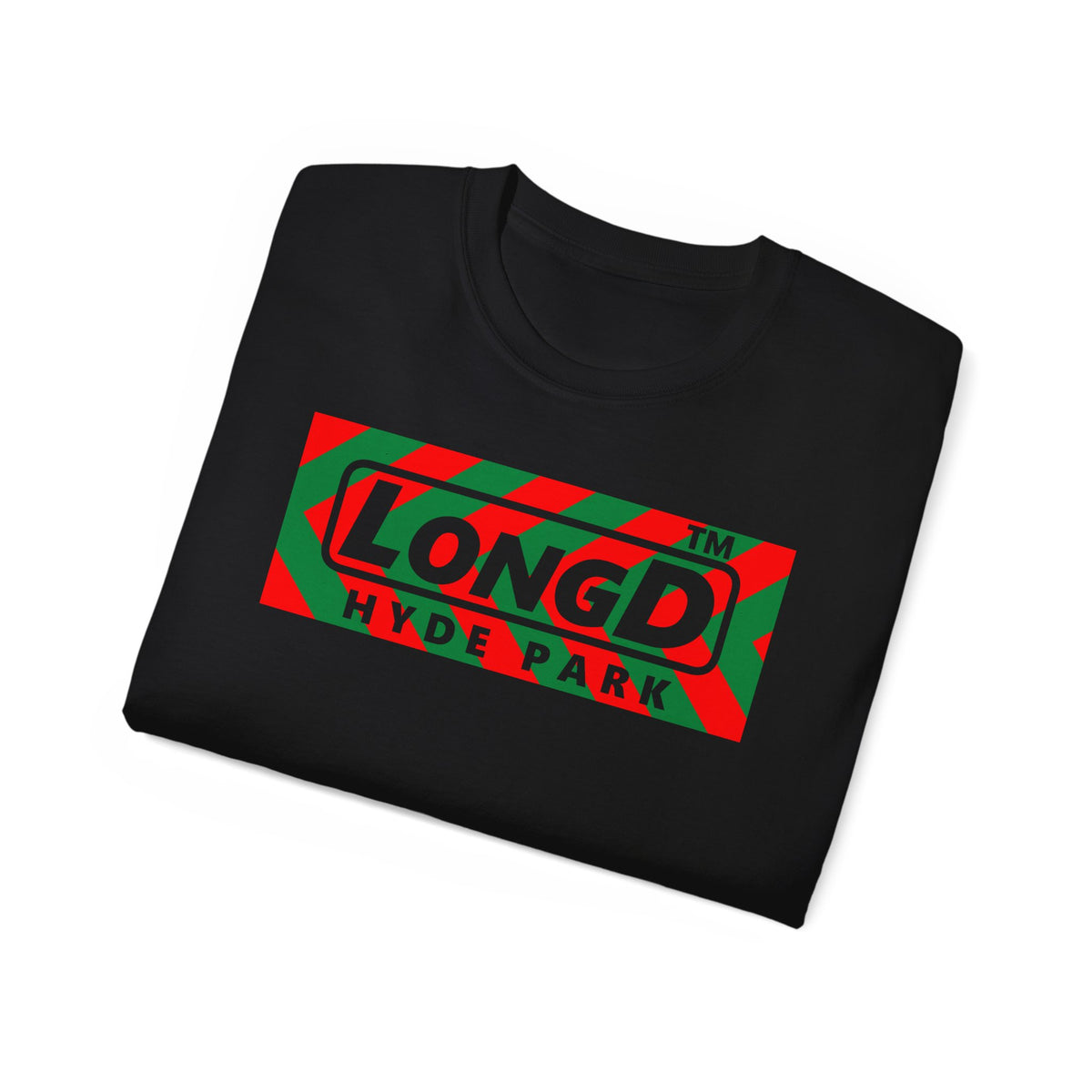 LongD Hyde Park negative leftward chevron logo (Xmas colors) cotton tee