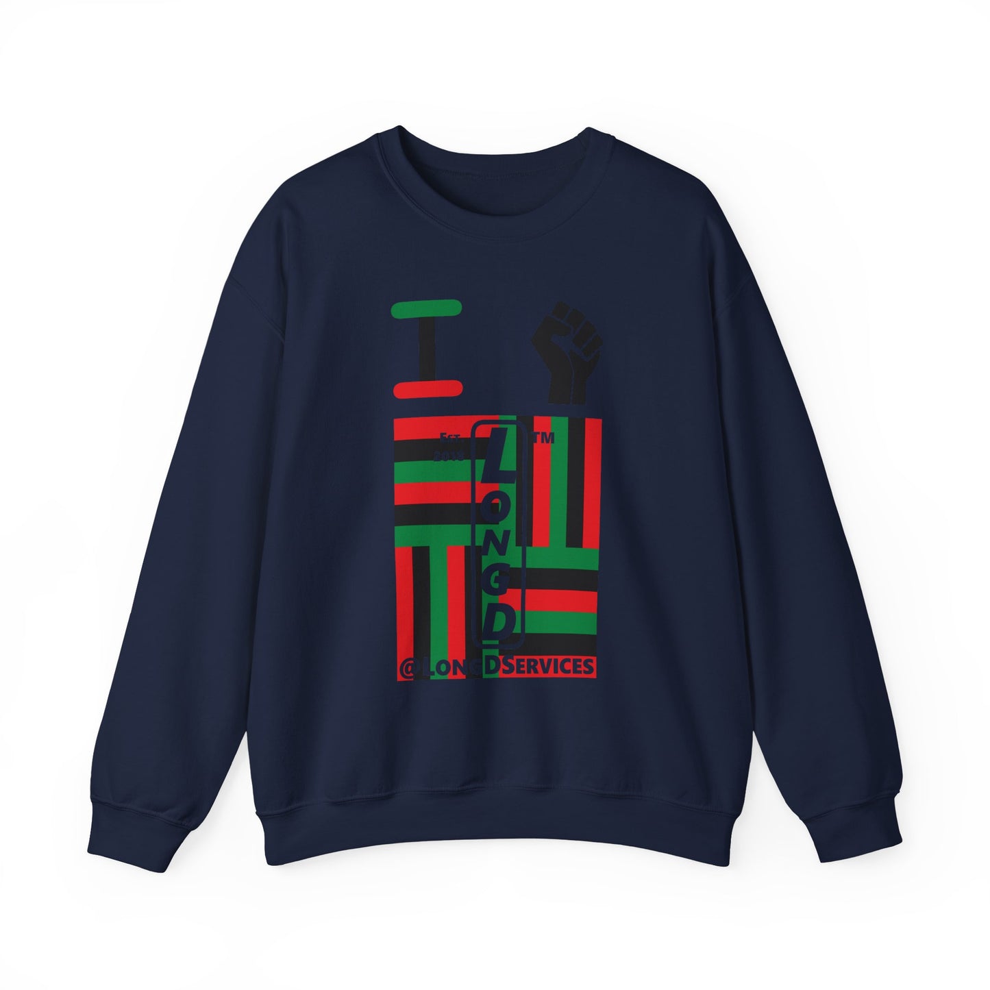 I Fist LongD negative windmill tag upright logo crewneck sweatshirt