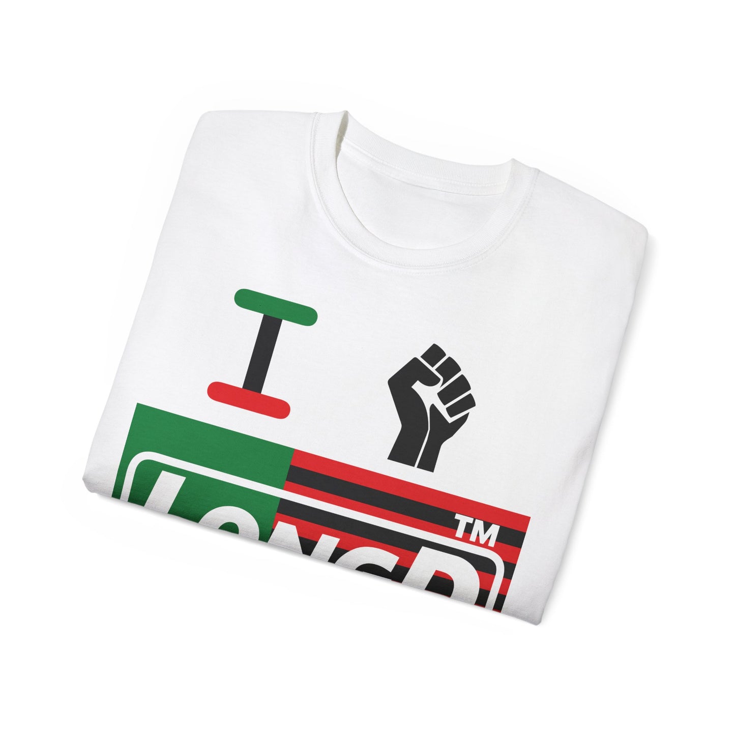 I fist LongD negative flag Hyde Park logo 4-print cotton tee