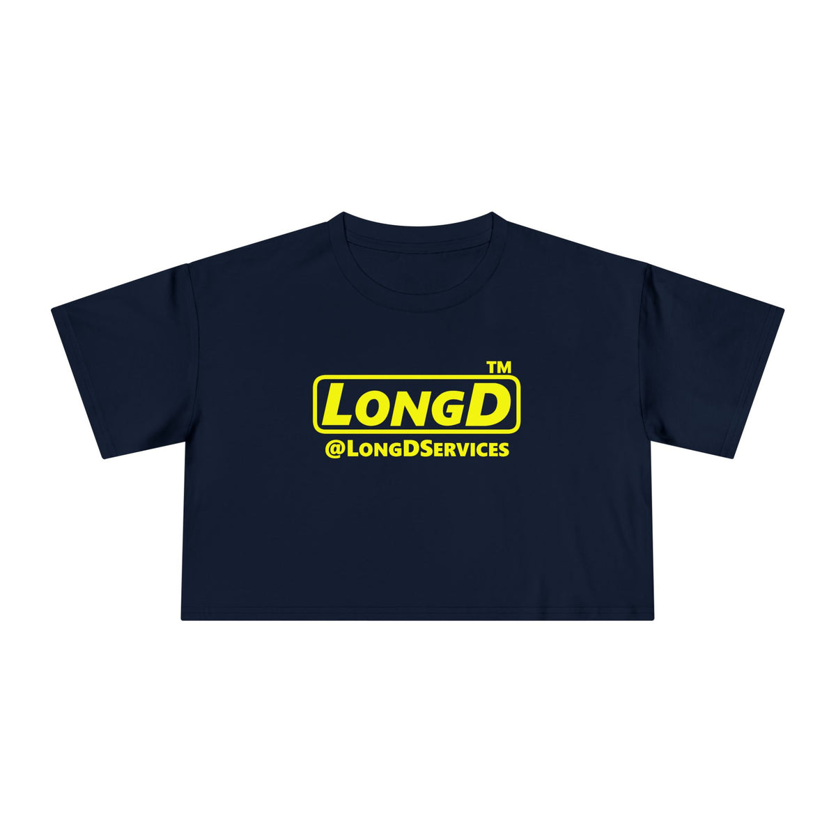 LongD Tag positive alternate basic Yellow (FFFF00) logo crop tee