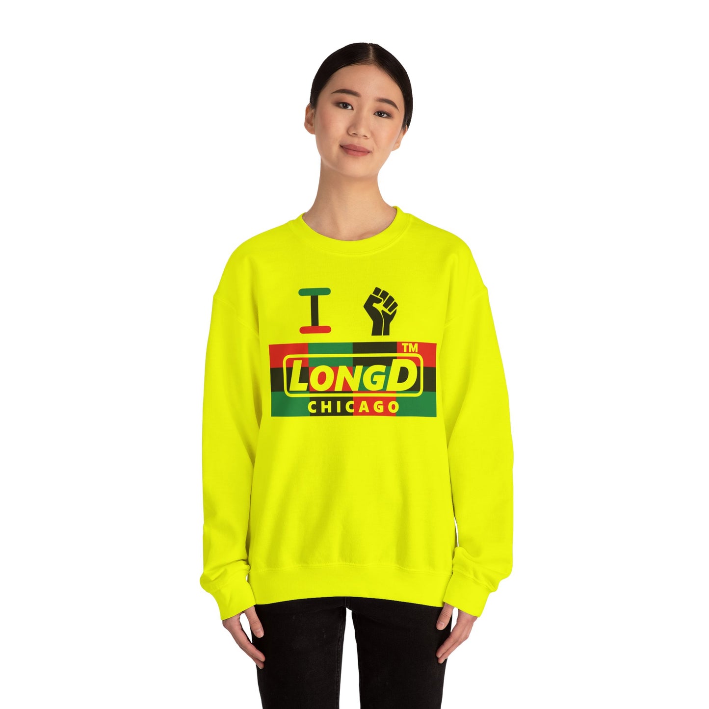 I fist LongD negative 3x4 Chicago logo crewneck sweatshirt
