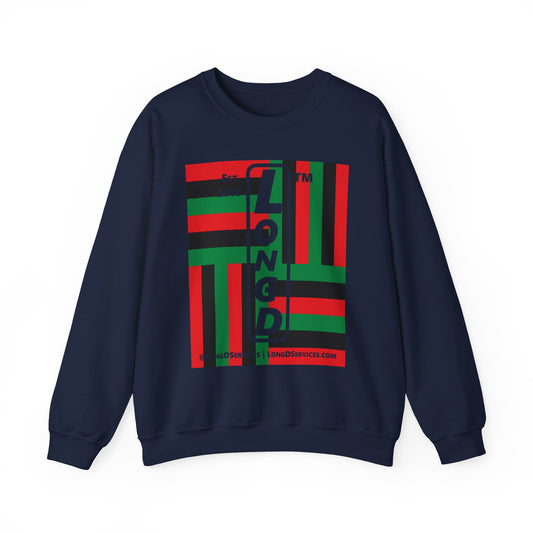 LongD negative windmill tag-domain upright logo crewneck sweatshirt (Juneteenth colors)