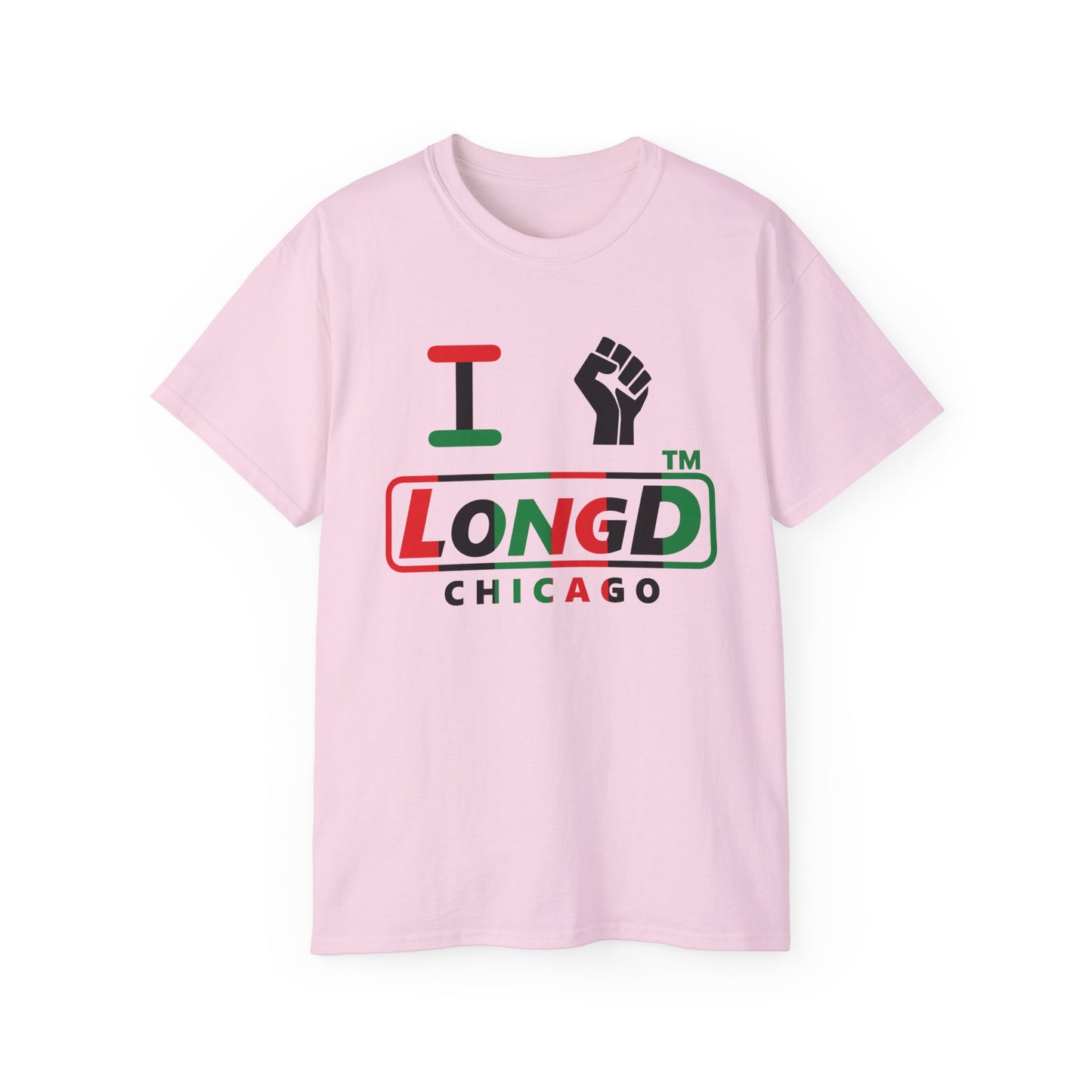 I fist LongD positive vertical 6-striped Chicago logo cotton tee