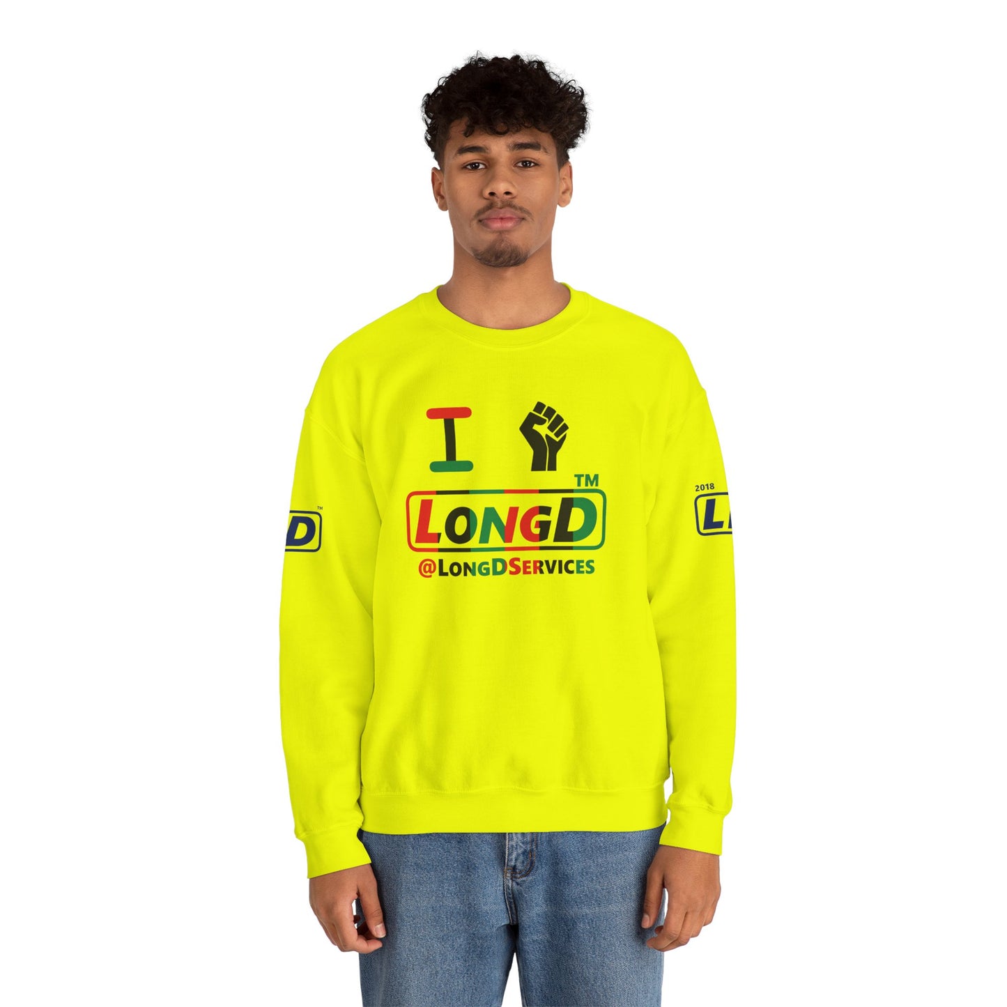 I fist LongD positive vertical 6-striped 4-print tag logo crewneck sweatshirt