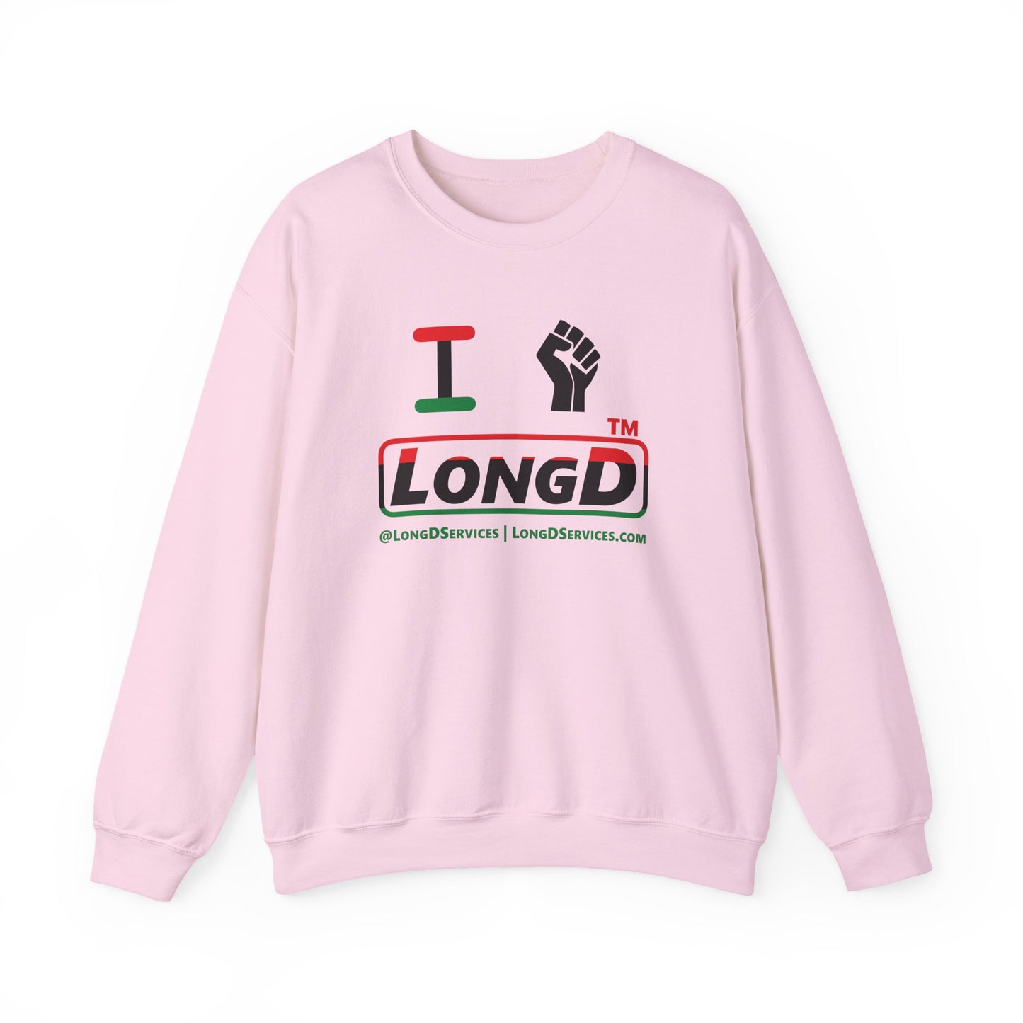 I fist LongD positive horizontal 3-striped tag-domain logo crewneck sweatshirt