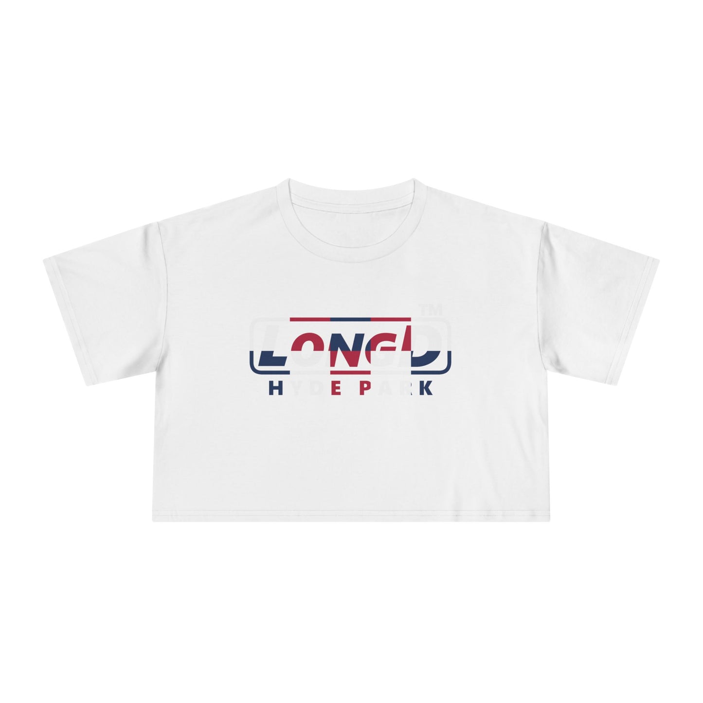 LongD positive 2x5 double-breasted front-back Hyde Park Logo Crop Tee (Patriotic colors)