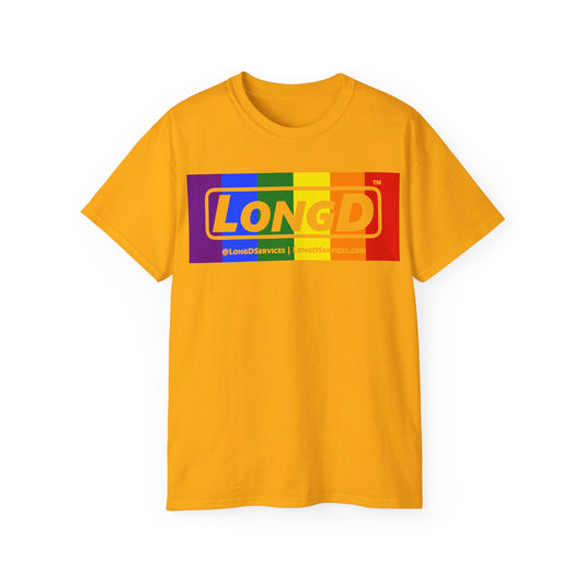 LongD® Logo Cotton Tee Pride rainbow negative text