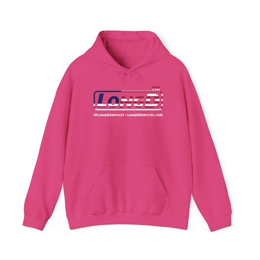 LongD® positive flag tag-domain logo hoodie (patriotic colors)