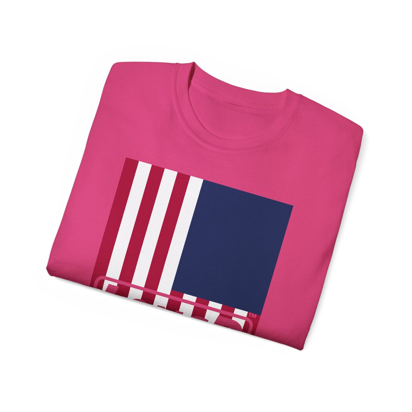 LongD® Logo Cotton Tee Red, White and Blue portrait (cropped proportions) flag negative text