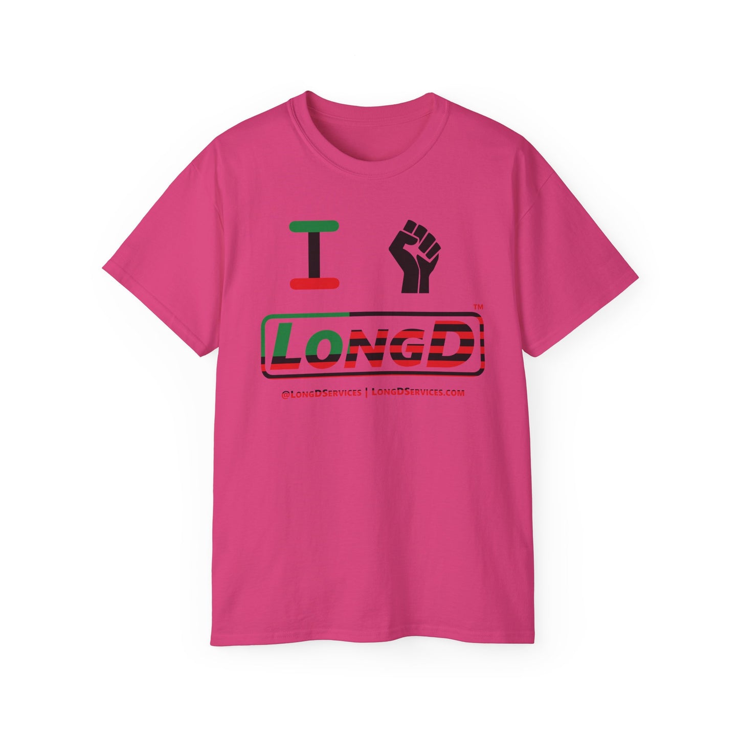 I Fist LongD® Logo Cotton Tee Juneteenth black fist positive flag