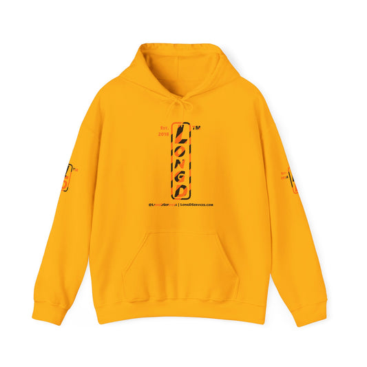 LongD Tag-domain positive upright pixel-weighted 12-striped 4-print logo (Halloween colors) hoodie
