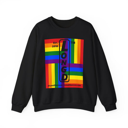LongD negative windmill tag-domain upright logo crewneck sweatshirt (Pride colors)