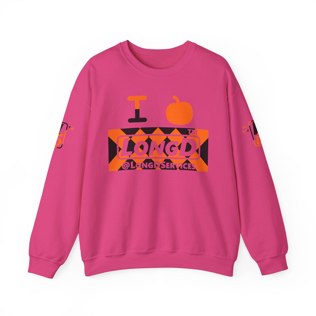 I pumpkin LongD Tag negative stylized argyle 4-print logo crewneck sweatshirt