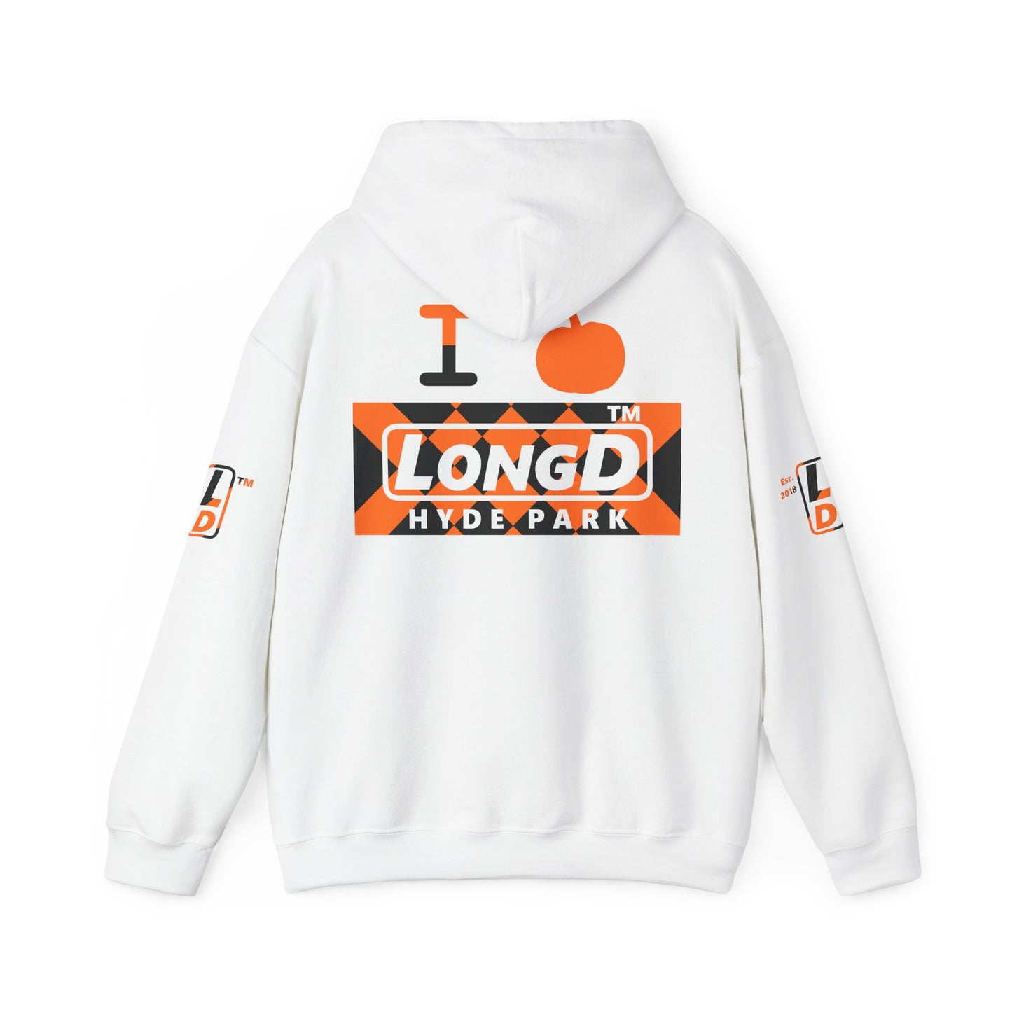 I pumpkin LongD Hyde Park negative stylized argyle 4-print logo hoodie