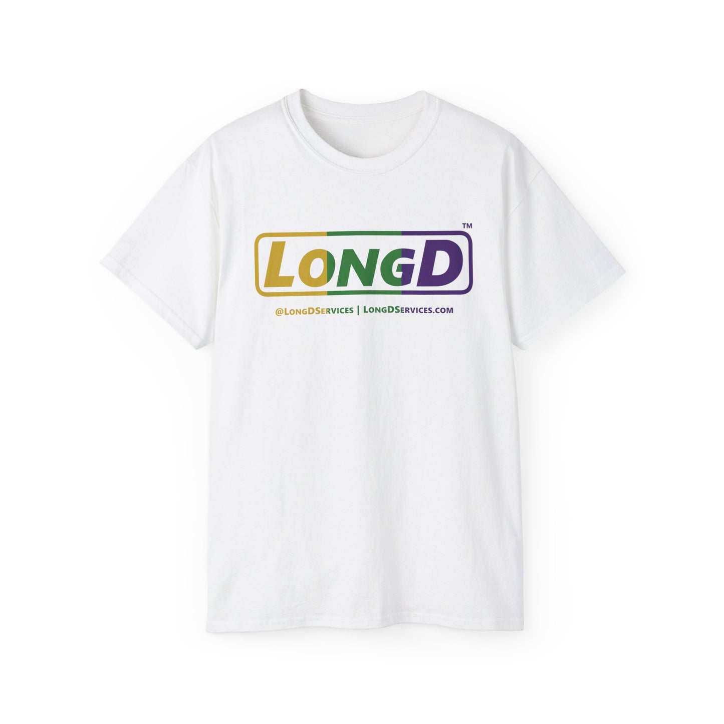 LongD® Logo Cotton Tee (Mardi Gras colored text)