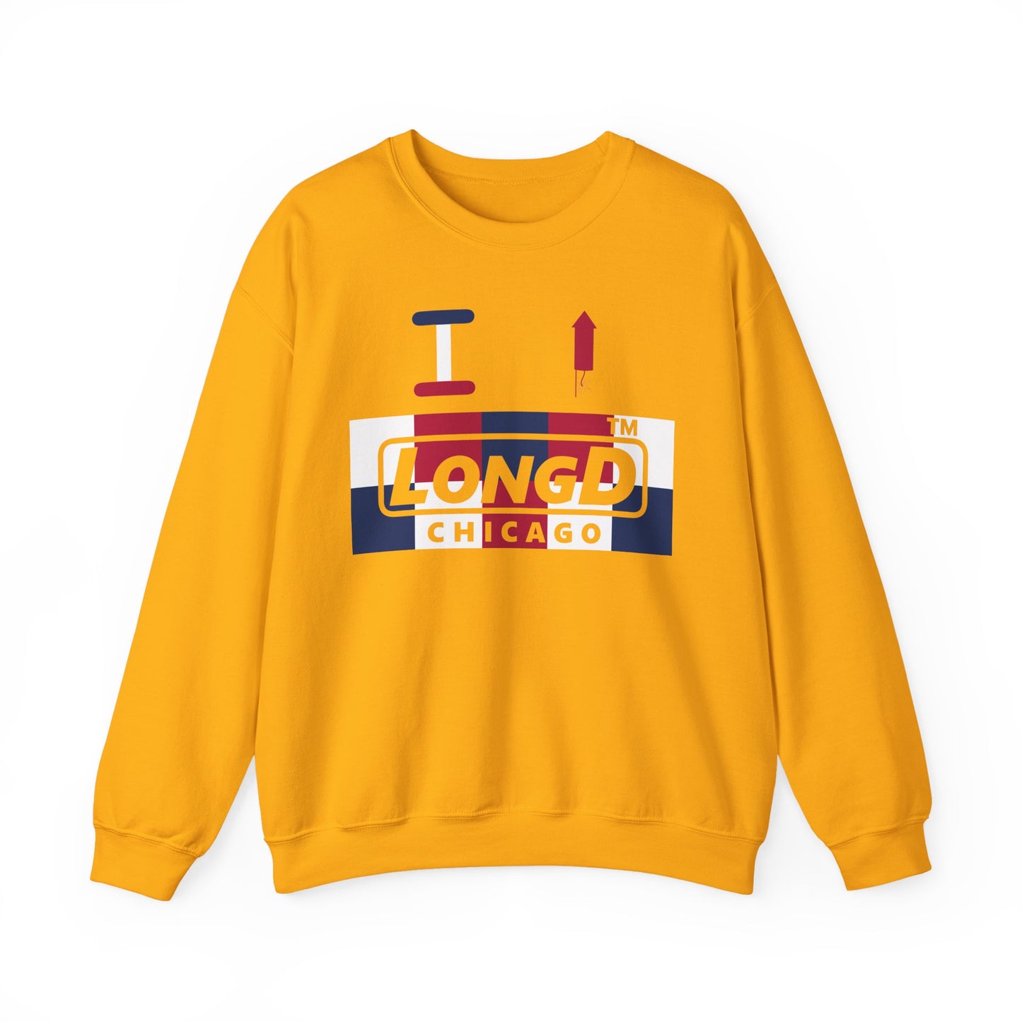 I firecracker LongD negative 2x5 Chicago logo crewneck sweatshirt