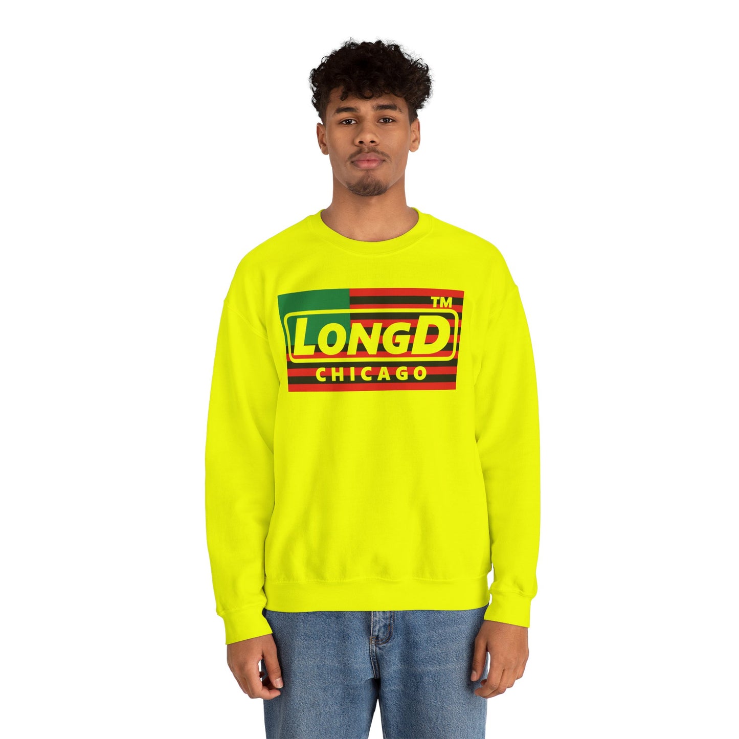 LongD negative flag Chicago logo crewneck sweatshirt (Juneteenth colors)