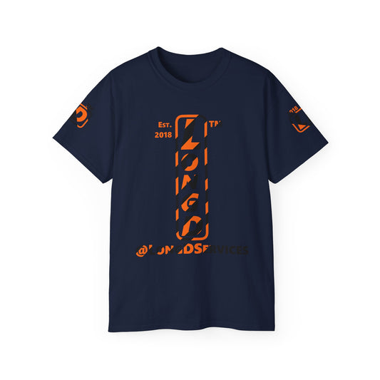 LongD Tag positive upright pixel-weighted 12-striped 4-print logo (Halloween colors) cotton tee