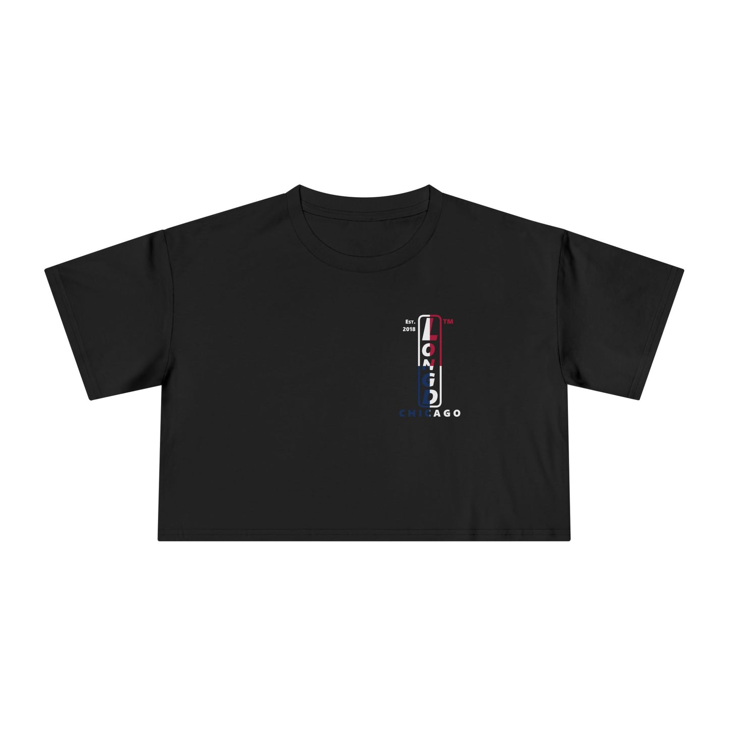 Positive quarters upright single-breasted Chicago logo crop tee (Patriotic colors)