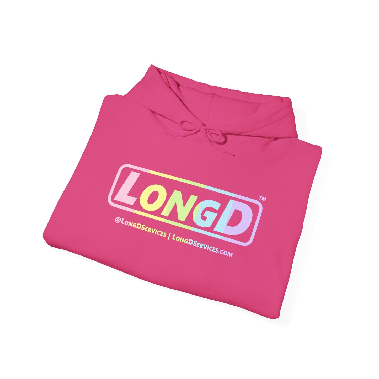 LongD® Logo Hoodie pastel spectrum text coloration