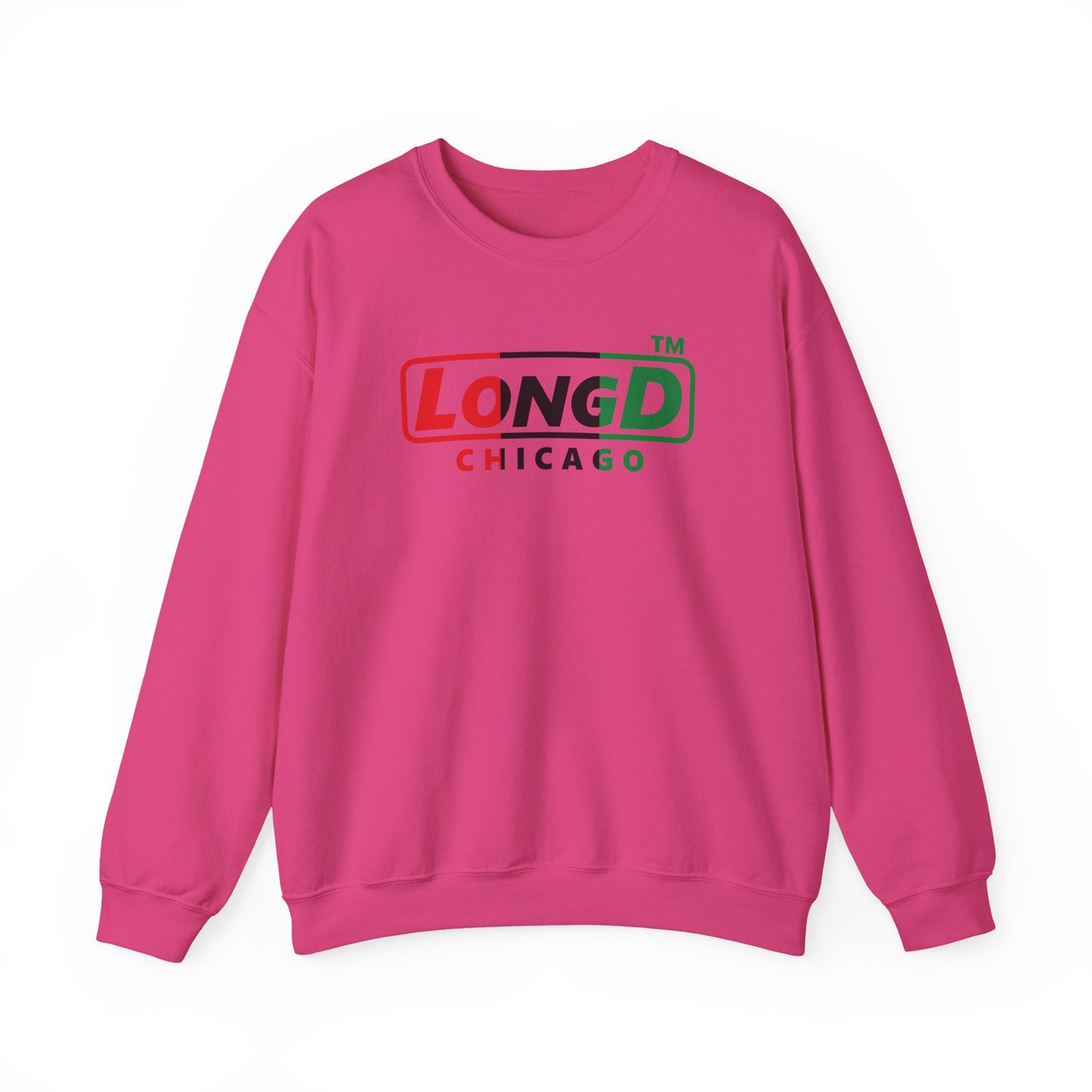 LongD positive vertical 3-striped Chicago logo crewneck sweatshirt (Juneteenth colors)