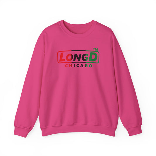 LongD positive vertical 3-striped Chicago logo crewneck sweatshirt (Juneteenth colors)
