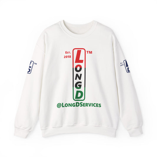 LongD positive horizontal 3-striped tag 4-print upright logo crewneck sweatshirt (Juneteenth colors)