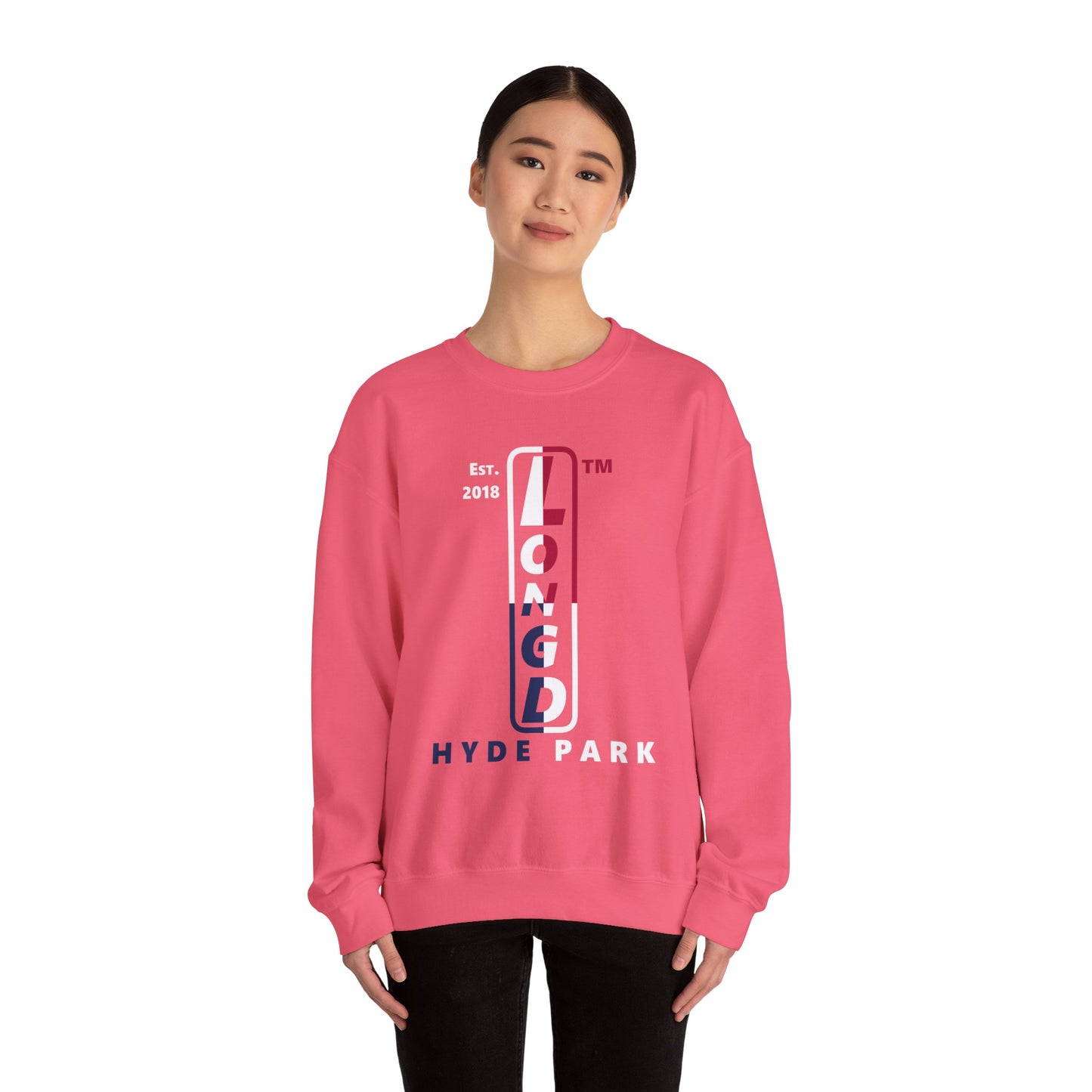 LongD positive quarters Hyde Park upright logo crewneck sweatshirt (patriotic colors)