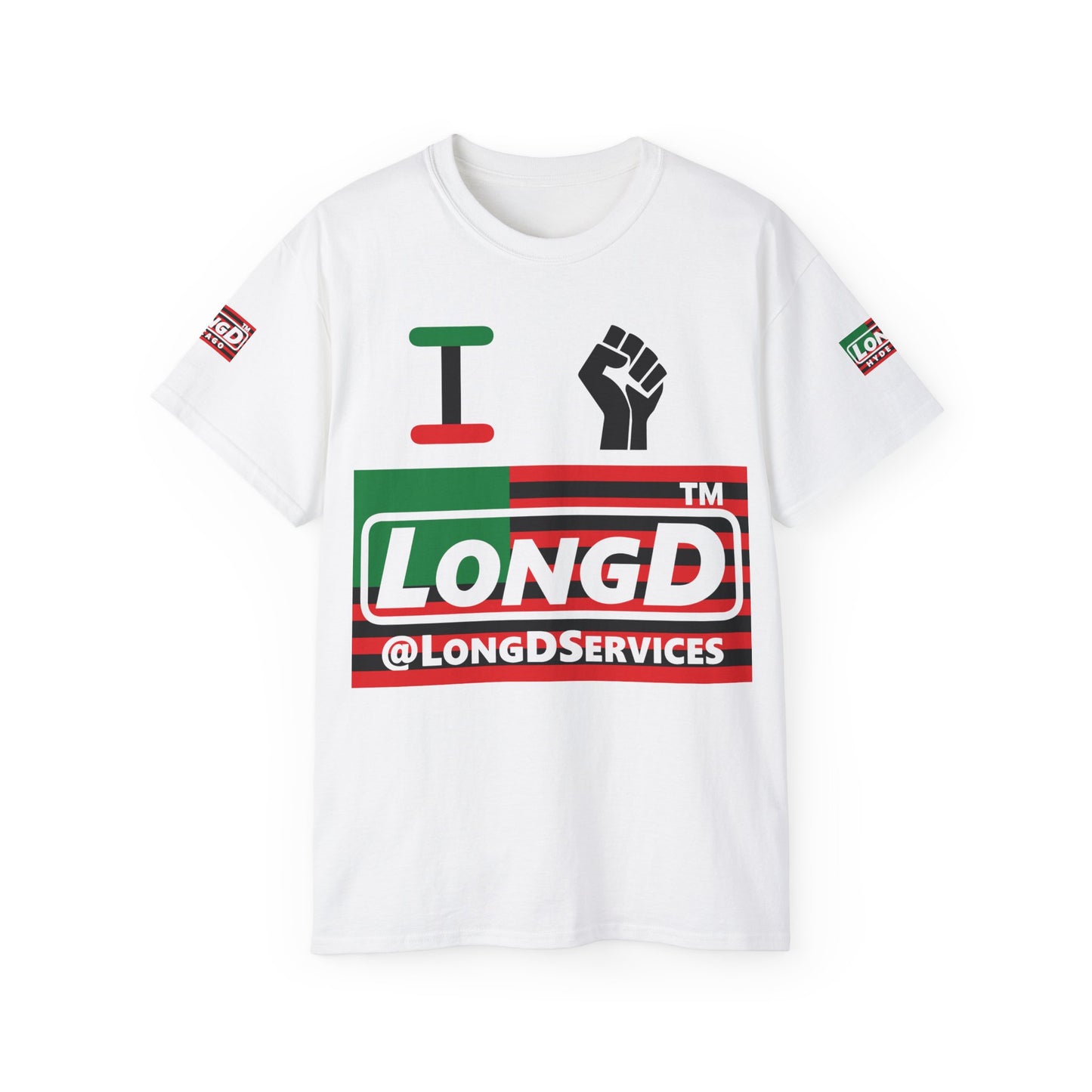 I fist LongD negative flag tag logo 4-print cotton tee