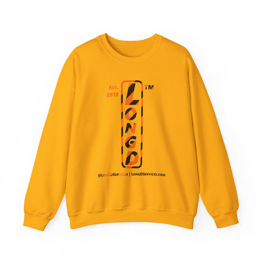 LongD Tag-domain positive upright pixel-weighted 12-striped logo (Halloween colors) crewneck sweatshirt