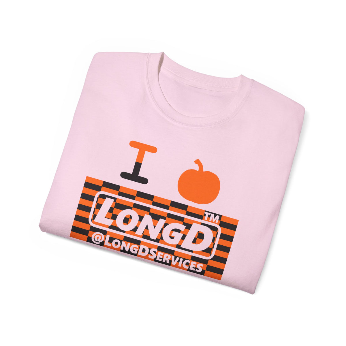I pumpkin LongD Tag negative tiled logo cotton tee