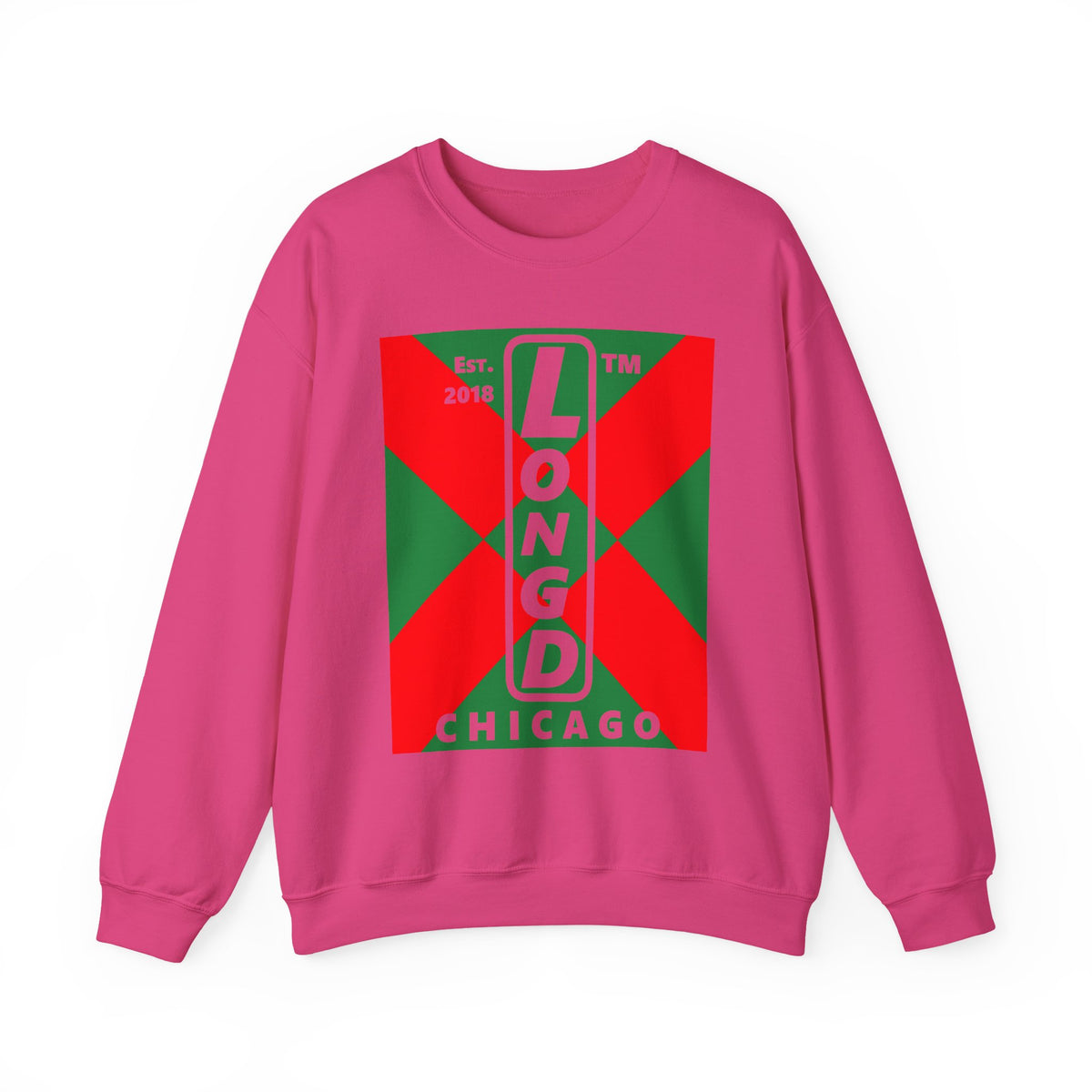 LongD Chicago negative upright argyle x logo (Xmas colors) crewneck sweatshirt