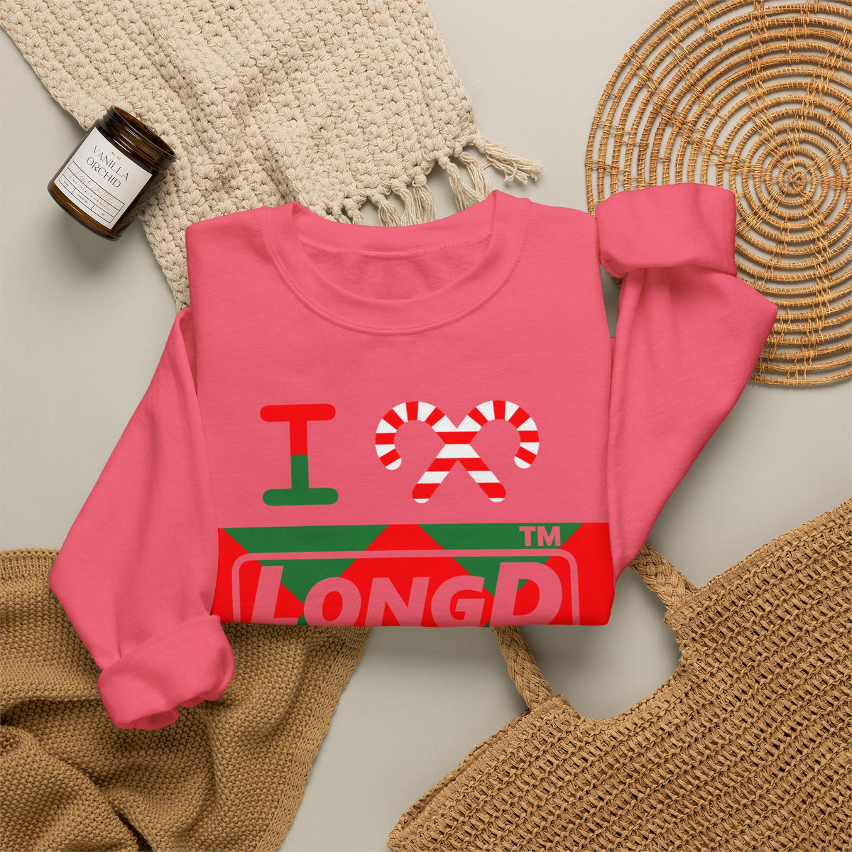 I candy cane LongD Hyde Park negative big argyle logo crewneck sweatshirt