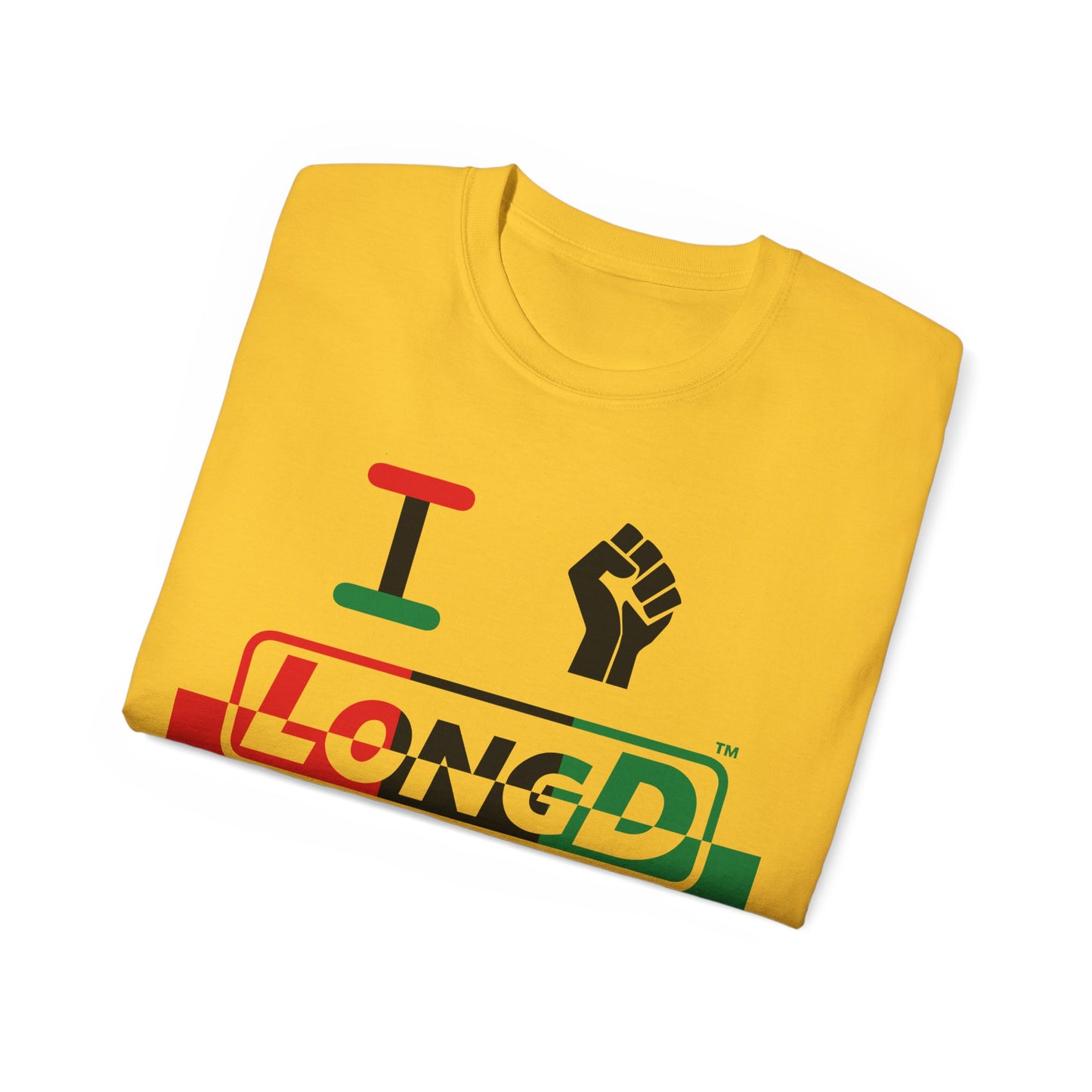 I Fist LongD® Logo Cotton Tee Juneteenth black fist positive top negative bottom text