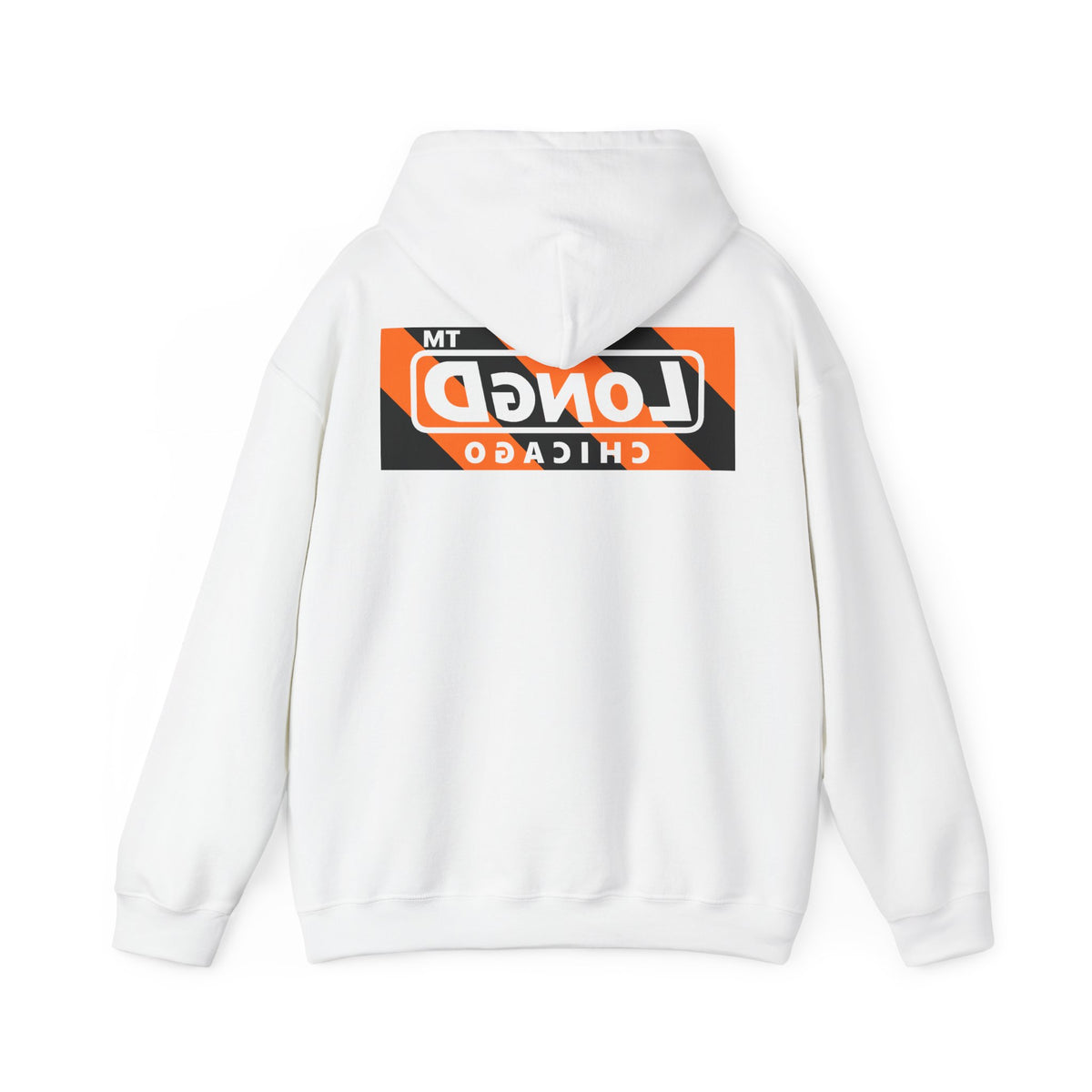 LongD Chicago negative diagonal 6-striped front-back logo (Halloween colors) hoodie