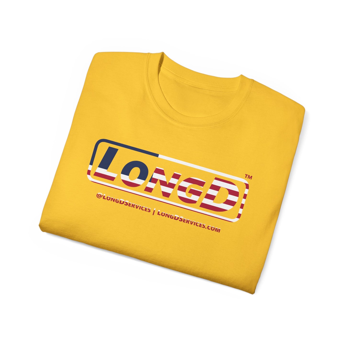 LongD® Logo Cotton Tee Red, White and Blue positive flag