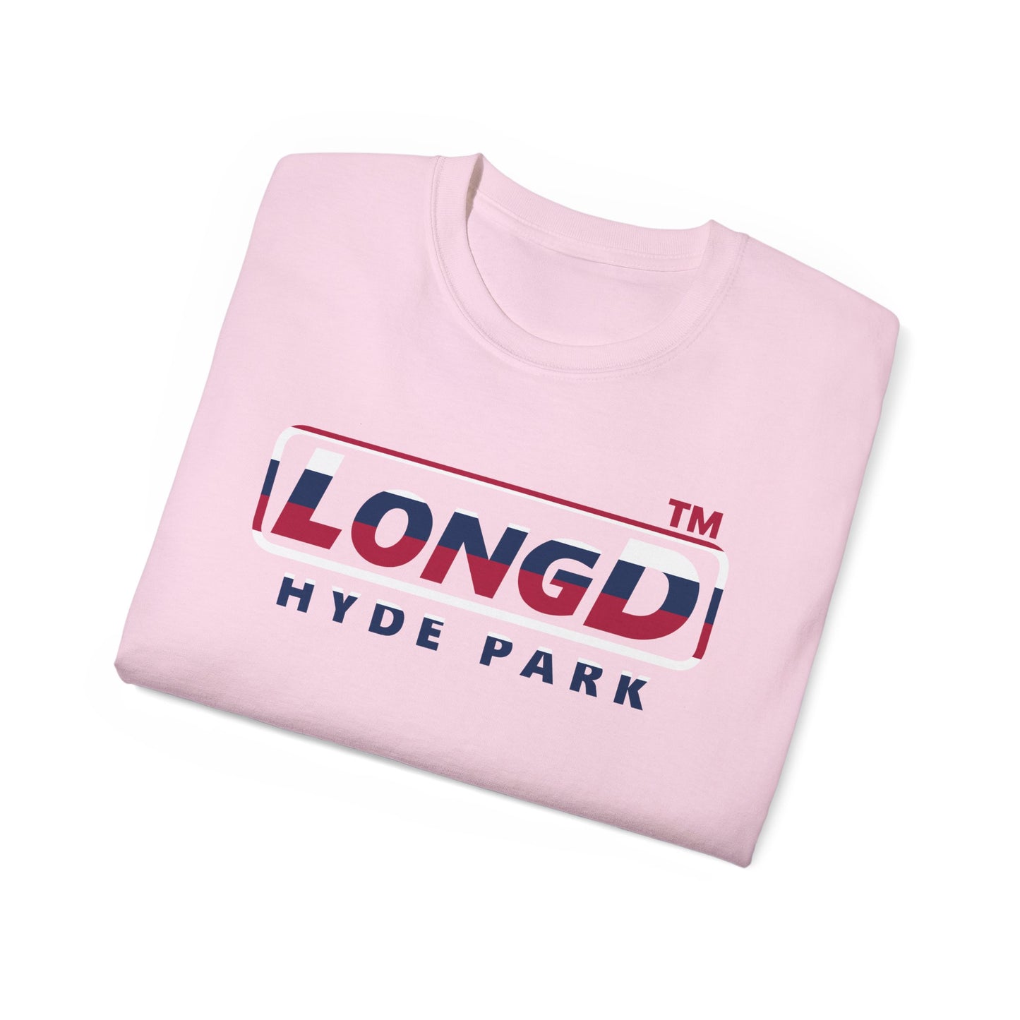 LongD positive horizontal 6-striped Hyde Park logo cotton tee (patriotic colors)
