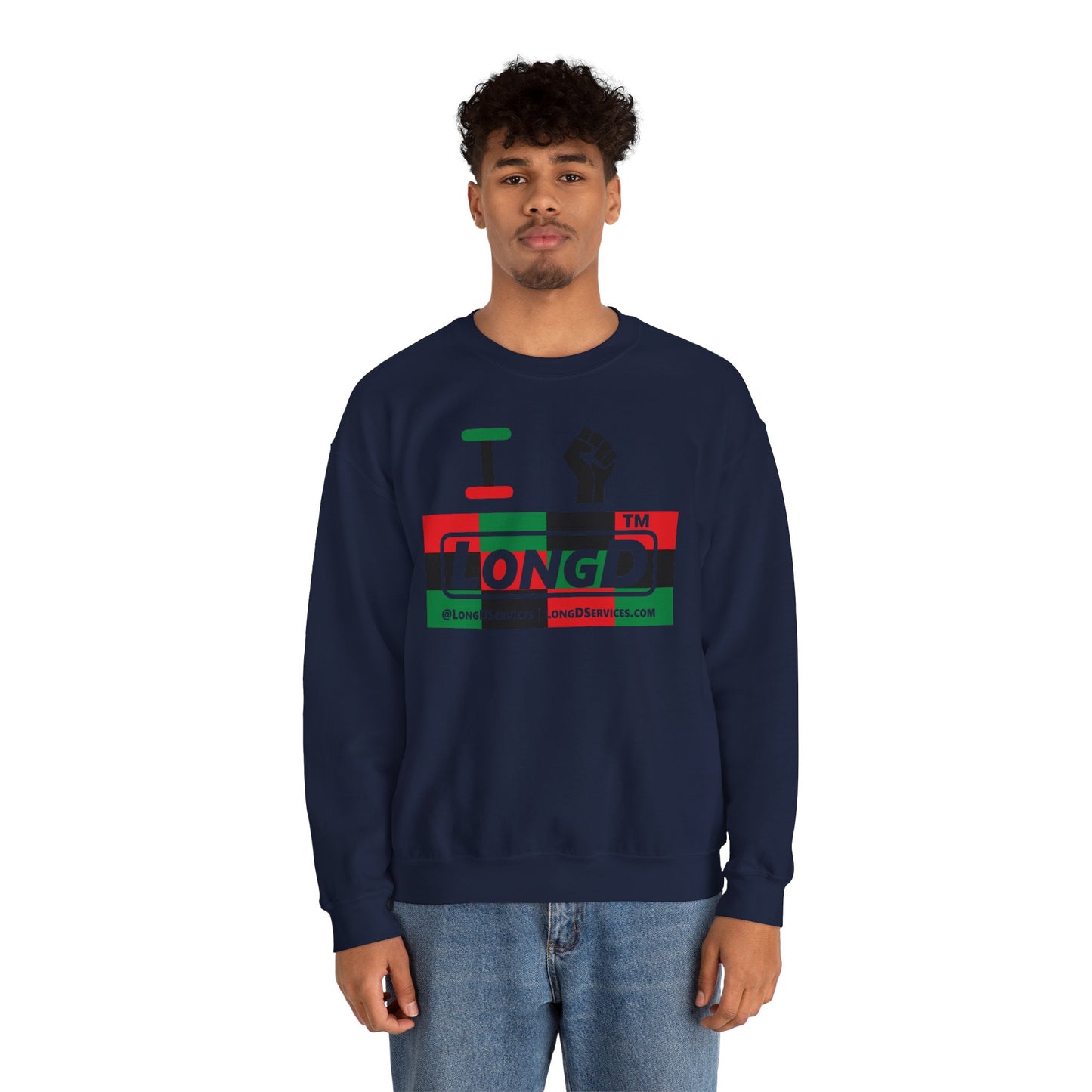 I fist LongD negative 3x4 tag-domain logo crewneck sweatshirt