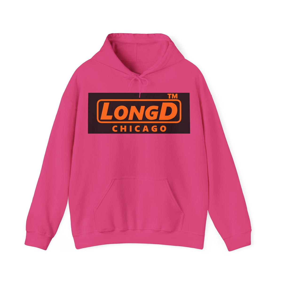 LongD Chicago logo orange (FE7518) on Black (000000) (Halloween colors) hoodie