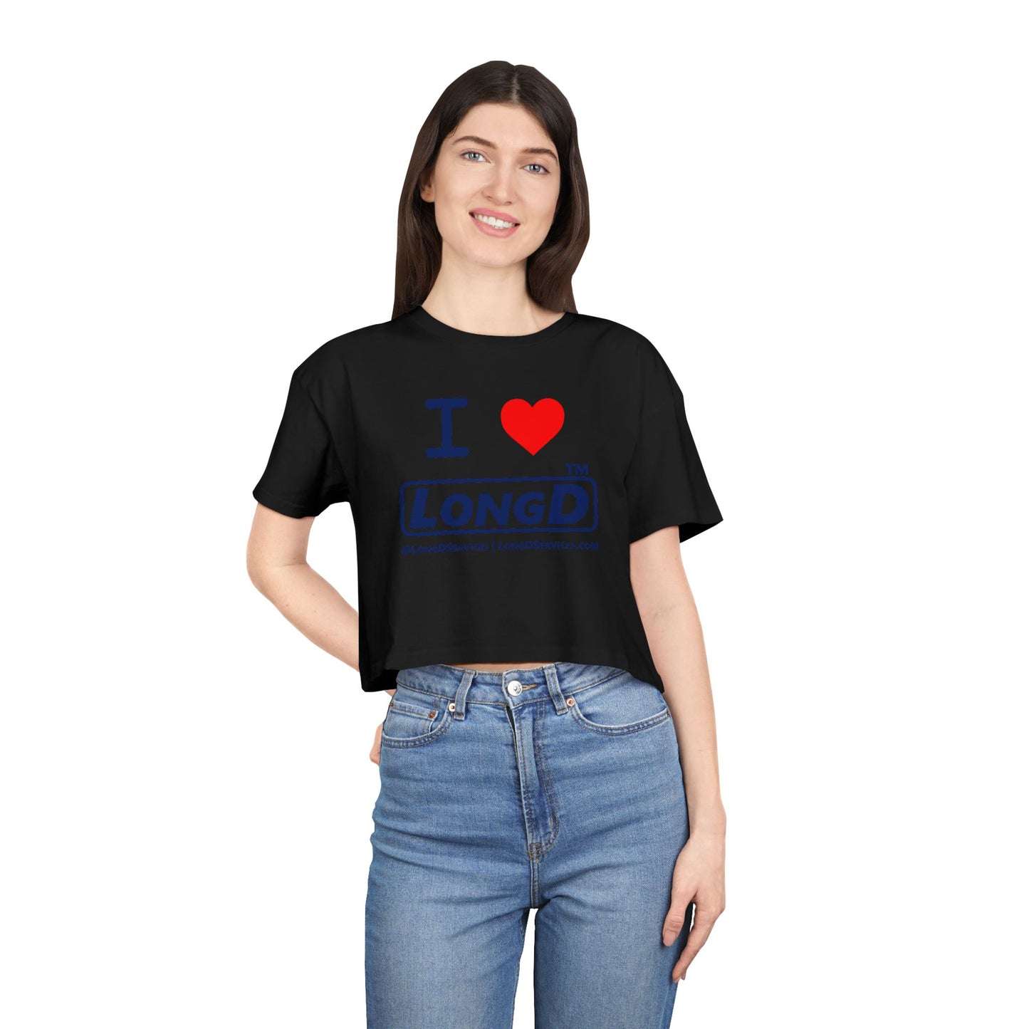 I Luv LongD Tag-domain positive official basic logo crop tee