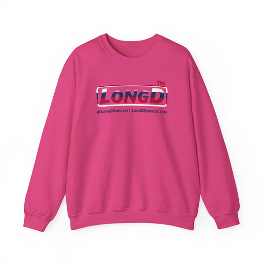 LongD positive horizontal 6-striped tag-domain logo crewneck sweatshirt (patriotic colors)